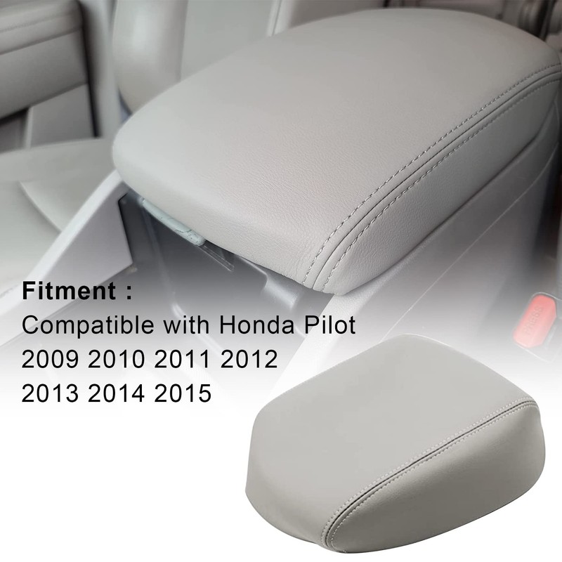 Priprilod Gray Leather Armrest Center Console Lid Replacement Cover Compatible