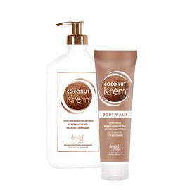 2 Piece Set Coconut Krem Hydration Bundle by Devoted Creations - Moisturizer + Body Wash Duo
