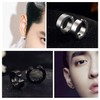 Gokei Men’s Fake Earrings, Cross Ring Earrings, Non-Hole Hoop Earrings,
