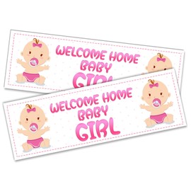 x2 Welcome Home Baby Girl Banner Baby Shower Homecoming Party Decoration 5