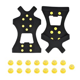 Shoe Spikes for Mountain Shoes, 1 Set of Non-Slip Shoe Spikes, 10 Crampons and 15 Replacement Snow Spikes, Shoe Spikes, Shoe Claws, for Women, Men and Children, Black, L (40-43)