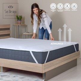 sei Design Waterproof Molleton Mattress Protector 90 x 200 cm 100% Cotton Waterproof Mattress Topper Boil-proof and with One-sided PU Lamination Approx. 200 g/m²