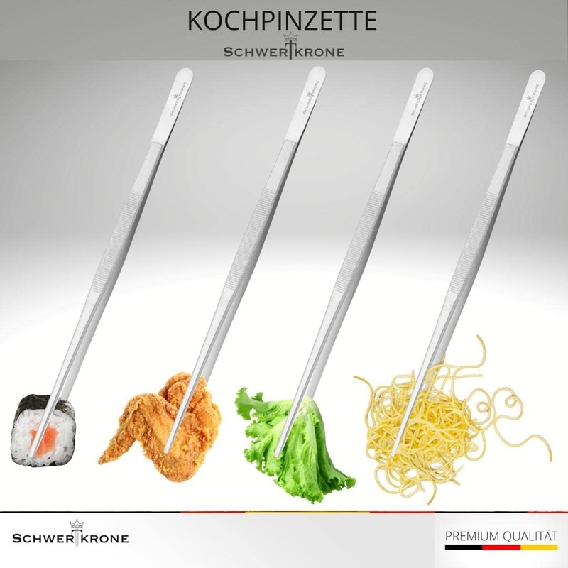 Schwertkrone Küchenpinzette Kochpinzette und Grillpinzette 25 cm Edelstahl rostfrei