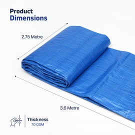 Blue Tarpaulin Sheet Trampoline Cover | 70 GSM PE Plastic Lightweight Tarp | Large Tarpaulin Waterproof | Tarpaulin with Eyelets for Ground, Camping, Furniture Shed (2.75m x 3.6m)
