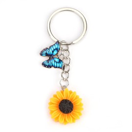 Cute Flower Keyring, Sunflower Keyring for Women, Beautiful Sunflower Gift, Gift for Mother, Daughter and Friends, Birthday, Mother's Day Gift, Handbag Pendant, Silver4