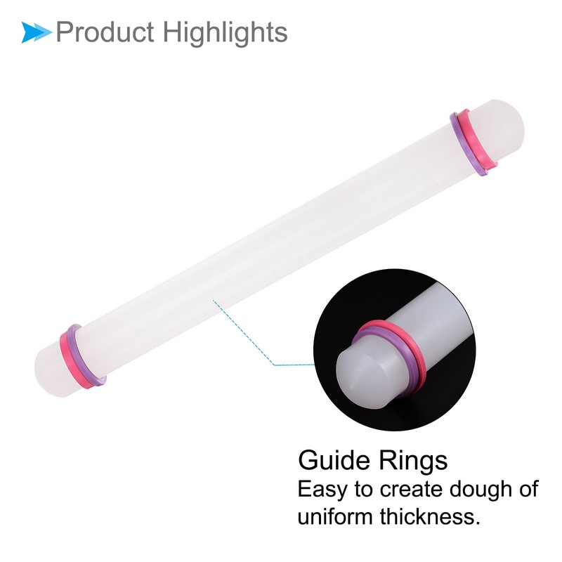 CoCud Fondant Rolling Pin, 13" Length, PP Plastic Non-Stick Guide