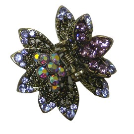 Small Round Metal Jaw Clips Claw Clips Antique Gold Trim LPW86440-3purple