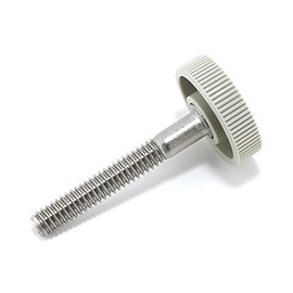 1/4"-20 x 1-3/4" Thumb Screw Stainless Steel - Gray Knurled Round Plastic Oversized Knob - Standard/Coarse Thread ThumbScrew - Length: 1.750" - Proudly Built in USA - Package of (4)