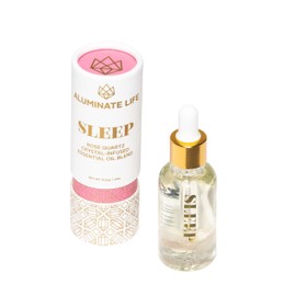 Aluminate Life Crystal Infused Essential Oil Vial, 14.5 Oz, Sleep - Rose Quartz Crystal Infused - Scents of Rose, Lavender, and Vanilla - Aromatherapy Oils, Massage, Stress Relief