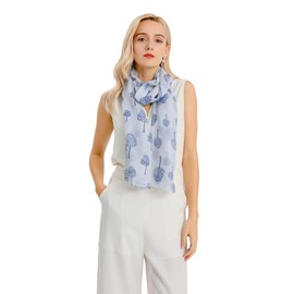 Miss Lulu Women's Fashion Scarf Tree Print Long Soft Neck Scarf Wrap Stole for Summer Beach Winter, White