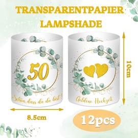 12 Lanterns, Table Decoration, Golden Wedding Anniversary Decoration, Eucalyptus Green, 50th Wedding Anniversary Gift, Table Decoration for Gold Wedding Anniversary