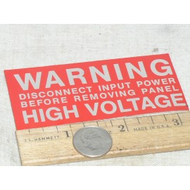SCOTCH WARNING HIGH VOLTAGE DISCONNECT POWER BEFORE REMOVING PEEL STICK SIGN PLACARD