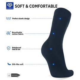 CLOSEMATE 6 Pairs Men's Classic Suit Socks Business Men's Socks Breathable Cotton Seamless and Flexible for Business Wear Casual Wear Black Pattern, 6Navy Blue, 43 - 46