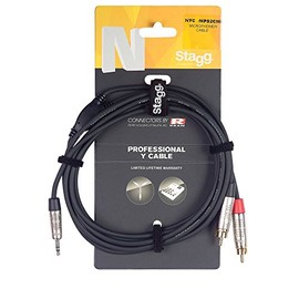 Stagg 20071 6 m "Gold Tipped" 1x Mini Stereo Male RCA Connectors Audio Splitter Y Cable - Black
