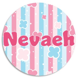 Kiwi Gifts Nevaeh - 10 Pack Circle Stickers 3 Inch - Name Tag Water Bottle School Supplies