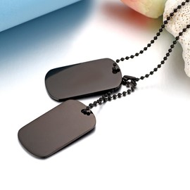 JewelryWe Jewellery, Men's Dog Tag Necklace, Stainless Steel, with 2 High-Gloss, Polished Dog Tags and 60 cm Chain, Colours: Silver, Black, Gold, Customisable, Stainless Steel