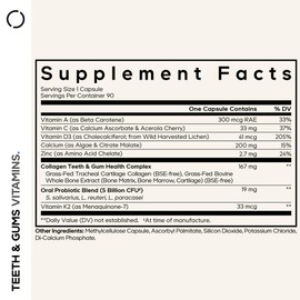 Codeage Teeth & Gums Vitamins + Oral Probiotics Supplement for Mouth - Whole Food Calcium, Collagen, Potassium, Vitamin C, D3, K2, Zinc – Oral Care & Dental Multivitamin Supplements - 2 Pack