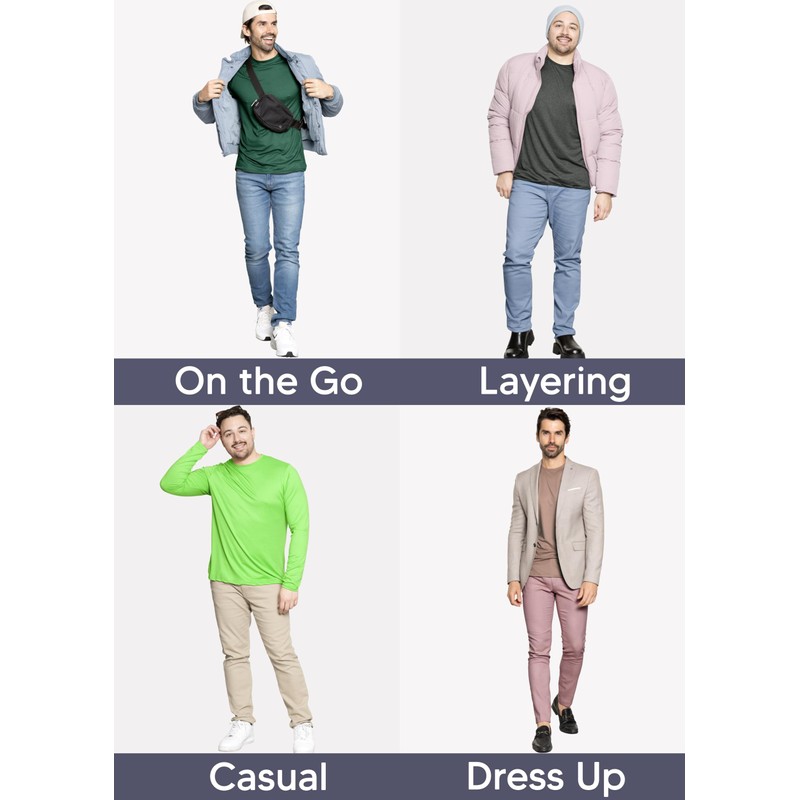 Men's Long Sleeve Crew Neck Top Orange Medium