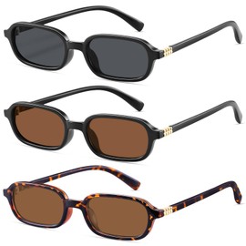 YMRFW Retro Rectangular Sunglasses for Women Narrow Trendy Small 90s Style Square Frame UV Protection Sun Glasses