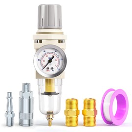 TAILONZ PNEUMATIC 1/4 Inch BSP Air Filter Pressure Regulator Combo Piggyback, Air Tool Compressor Filter with Gauge AW2000-02(British)
