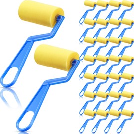 Tenceur 30 Pieces 3 Inch Foam Paint Rollers Painting Sponge Roller Small Sponge Paint Roller with Plastic Handle for Young Artists Kids Early Educational Graffiti Painting Art Craft Supplies