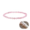 SuriNexCentrics Natural Rose Quartz Crystal Bracelet, 6mm Beads, Pink, Elastic