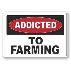 2 x 10cm Addicted to Farming Vinyl Sticker Laptop Warning Tractor Farmer #6546 (10cm Wide x 7cm Tall)