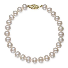 14K Gold Cultured Freshwater Pearl Bracelet for Women, AA Quality