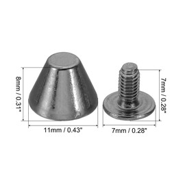 PATIKIL 8mm Studs for Clothing, 20 Sets Studs and Spikes Leather Rivets Cone Spikes Metal Screw Studs for Clothing Leather Crafts Fabric Shoes Punk Bag Leathercraft, 11x8mm, Black