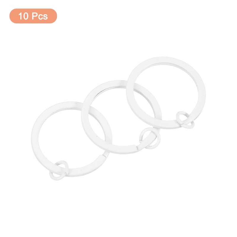 Sourcing Map 10Pcs Metal Split Keychain Rings, Round Flat Key