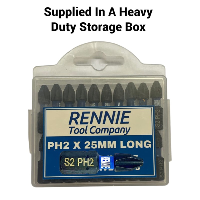 20 x Rennie Tools 25mm Long PH2 Impact Screwdriver Driver