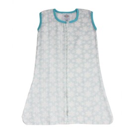 Bacati Floral Muslin Sleeping Bag/Wearable Blanket, Aqua, Small