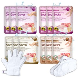 Epielle Epielle Hydrating & Moisturizing Gloves & Socks Masks Combo 12pk for Hand and Foot - Dry Hand, Dry Cracked Heel Mothers Day Gifts