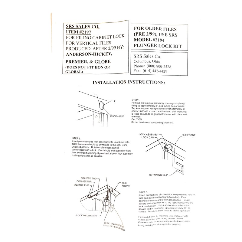 Anderson Hickey File Cabinet Lock Kit 15500