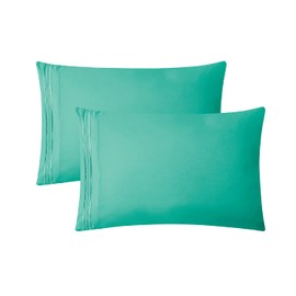 Clara Clark Double Brushed Microfiber Luxury Pillow Covers, Mint Green, 2 King