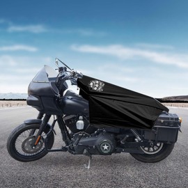 GARGOYLE BELLS Motorcycle Cover Seat Shade Cover Bike Covers Lightweight Half Covers Outdoor Sun Protection All Season Fits Various Motorcycle Models - Black with Skull, M