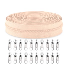 Sawoake #5 Nylon Coil Zippers by The Yard Bulk 10 Yards with 20pcs Zipper Sliders for DIY Sewing Tailor Craft Bag Garment Home Textile…(Beige)