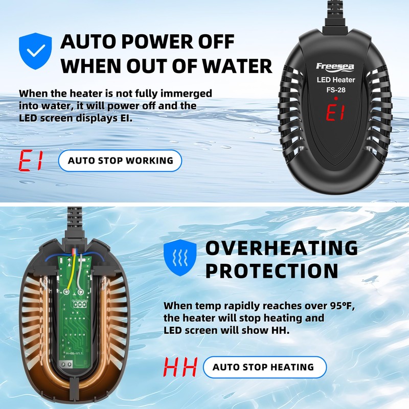 FREESEA Aquarium Fish Tank Heater: 75W Small Submersible Turtle Heater