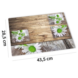 Place Mats Washable Spring and Summer Table Decoration - Place Mats White Daisy Flowers as Table Mats in 43 cm - Place Mats as Table Mats for Dining Table Living Room Table