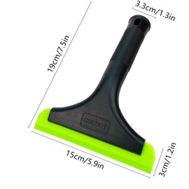 GUGUGI Super Flexible Silicone Squeegee, Auto Water Blade, Water Wiper, Shower Squeegee, 5.9'' Blade and 7.5'' Long Handle, for Car Windshield, Window, Mirror, Glass Door, Black Green