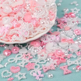 ROSEUS Nail Charms 300PCS 3D Pink Mix, Y2K 90's Nail Rhinestones for Nail Art Designs DIY Manicure