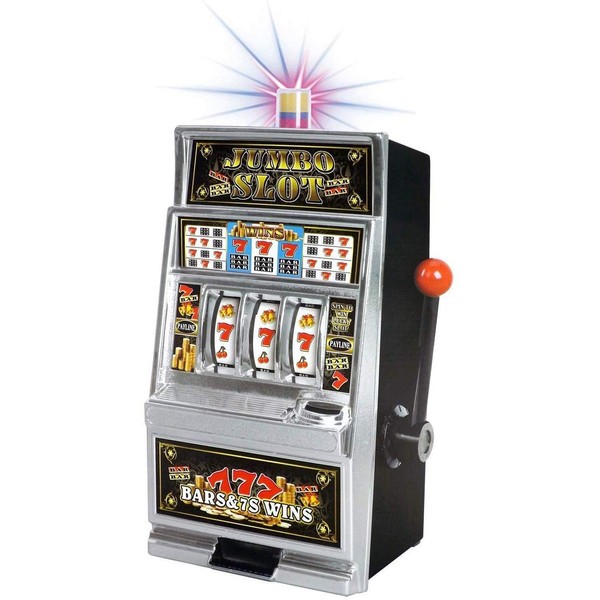 Lucky Sevens Jumbo Slot Machine Casino Toy Piggy Bank Replica with Flashing Lights and Jackpot Sounds