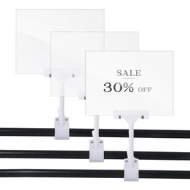Klmnop 3 Pack Acrylic Sign Holder with Clamp, 6 x 8.2 Inch Double Head Display Clips, Rotating Sign Price Tag Clip On Sign Display for Clothing Stores Supermarket(Clear)