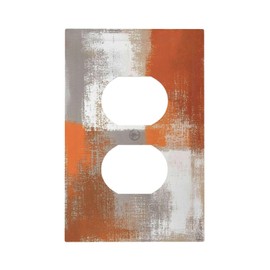 Orange Grey Abstract Art Oil Painting Outlet Covers 1 Gang Duplex Light Switch Cover Decorative Switch Plates Electrical Receptacle Faceplate Wall Plate For Home Farmhouse Decor