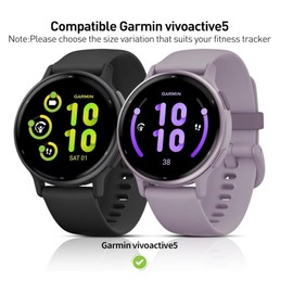Kimiyaki Silicone Band with Screen Protector Case Compatible for Garmin vivoactive 5 [Full Coverage], 20mm Smartwatch Bands with Hard PC Bumper Case Built-in Tempered Glass for Women Men