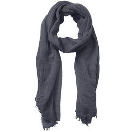 HeiDmai Unisex Cotton Blend Crinkle Vintage Soft Scarf with Fringed Edges 35" × 70" (Dark Grey)