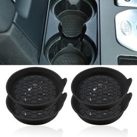 Toiyason Car Cup Coaster Universal Vehicle Spill Holder Non-Slip Automotive Interior Accessory Pure Black Gear 4 Pack