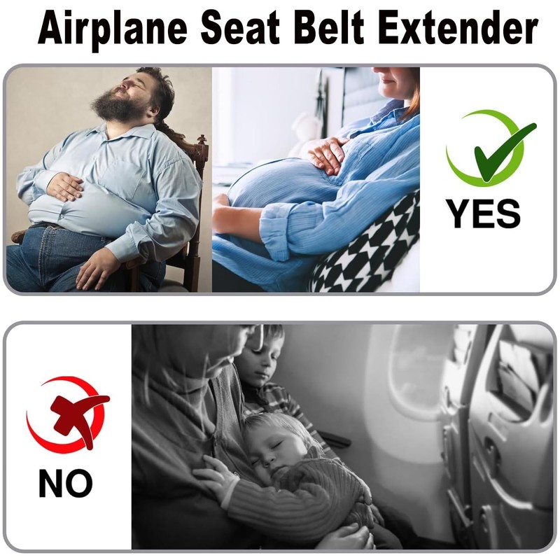 BEANPRECOY 2 in 1 Airplane Seat Belt Extender, Adjustable 7-32"