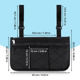 Noverlife 2 Packs Wheelchair Side Bag, Black Walker Bag w/Cup Holder Waterproof Wheelchair Armrest Pouch, Side Storage Pouch Organizer Bag Wheelchair Pouch Side Pocket for Most Seniors Wheelchairs