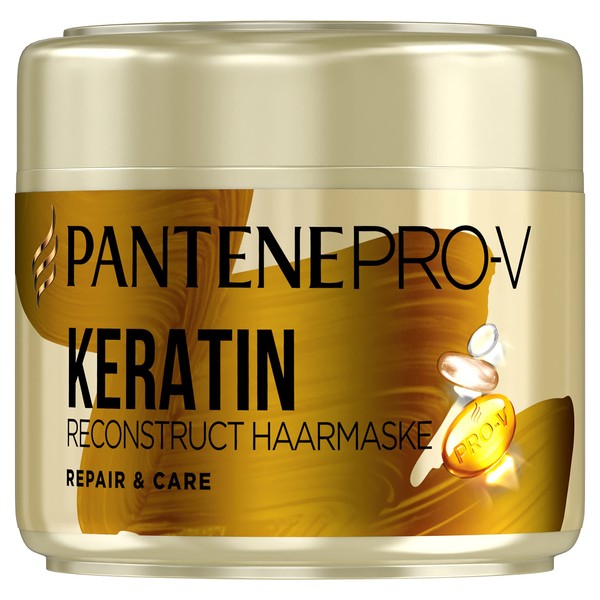 Pantene Pro-V & Care Keratin Reconstruct Hair Mask, 300 ml, Dry Hair, Hair Care for Dry Hair, Hair Care for Dry Hair, Hair Care Shine, for Damaged Hair, Gold